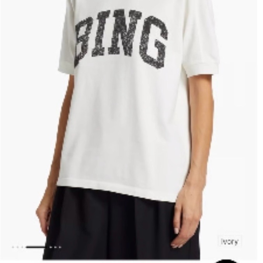 Anine Bing White Tee with Black Graphic - Picture 2 of 3